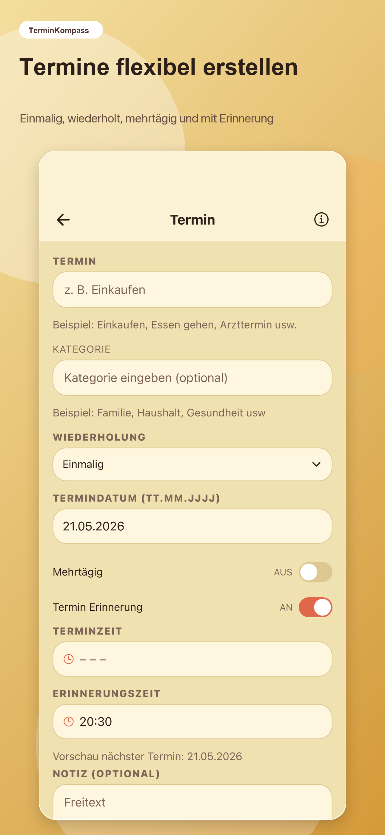 Termin erstellen